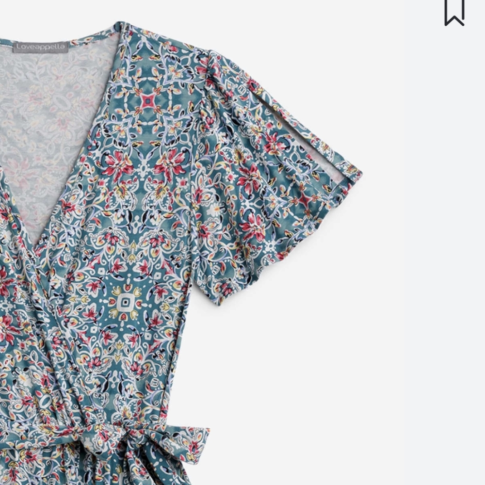 Loveappella Hayven Hankerchief Hem Dress in Teal Green, Large - Picture 3 of 7